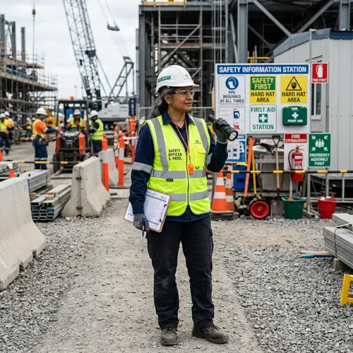 Safety Officer at Work | Dedicated South Asian Woman in Action