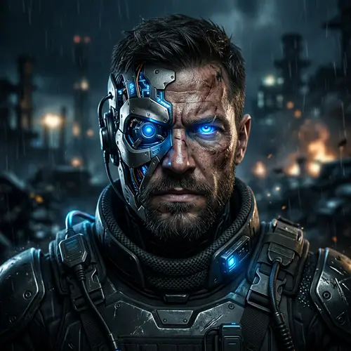 Futuristic Cybernetic Soldier | Intense Sci-Fi Warrior