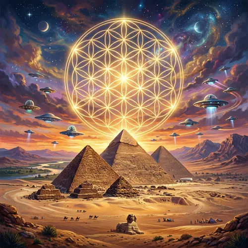 Sacred Geometry and Pyramids: Flower of Life Artwork