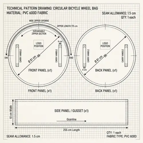 Circular Bicycle Wheel Bag Pattern Design