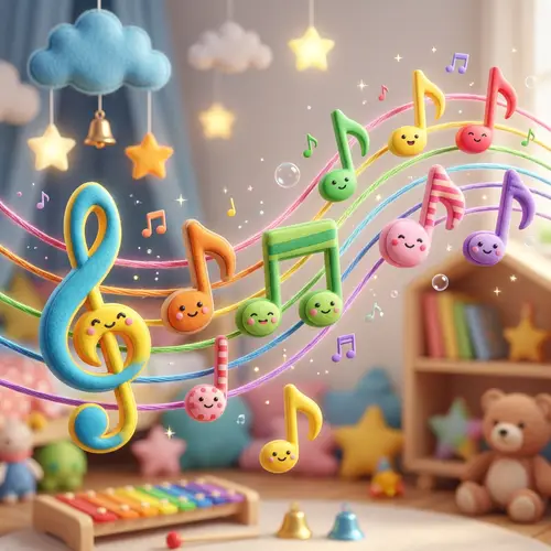 Childlike Musical Notes - 3D Image