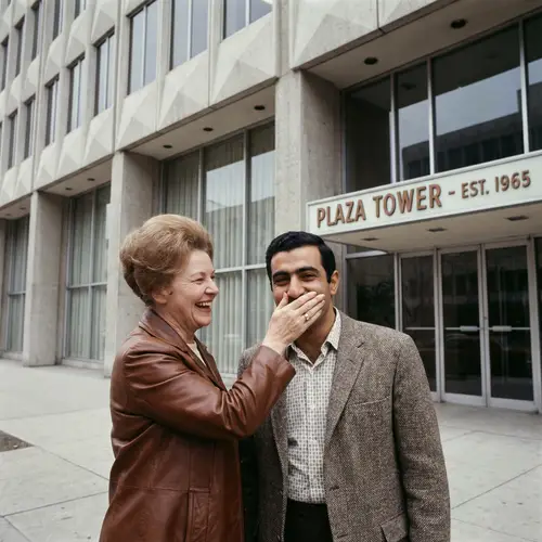 1960s Retro Embrace: Older Woman & Middle Eastern Man