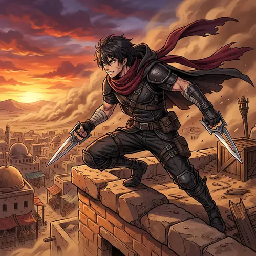 Assassin Cross: Morroc Rooftop Epic Scene in Sunset