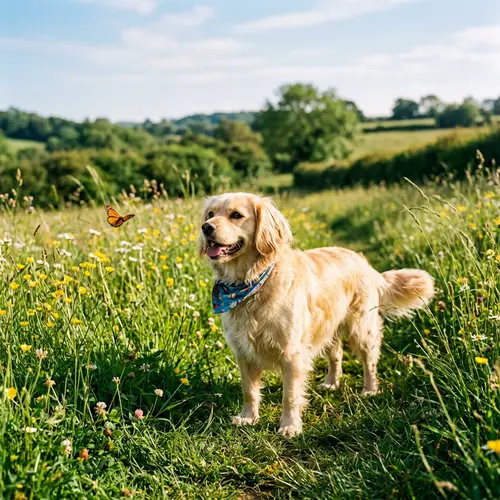Adorable Dog in Luscious Green Field | Joyful Pet Portrait