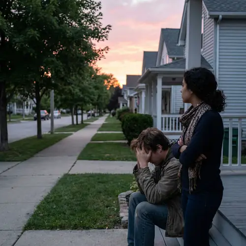 Unrequited Love Struggle in Suburban Neighborhood at Dusk