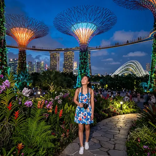 Asian Girl in Singapore Gardens by the Bay
