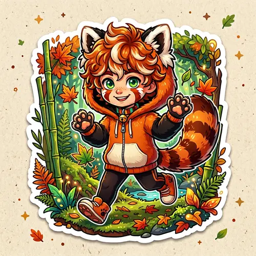 Whimsical Red Panda Humanization Art