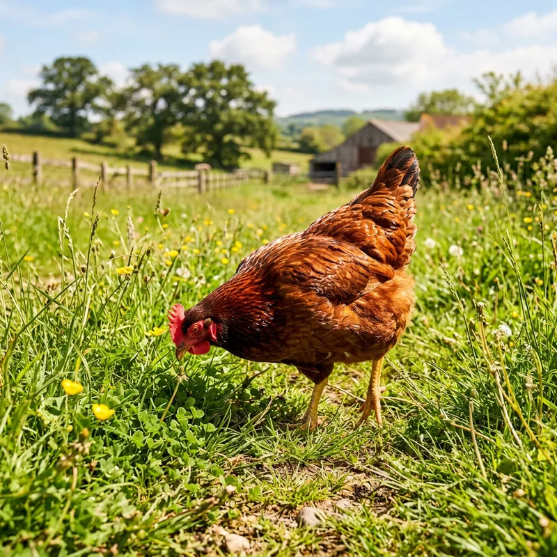 Organic Chicken Roaming in Natural Setting Organic Chicken Roaming in Natural Setting