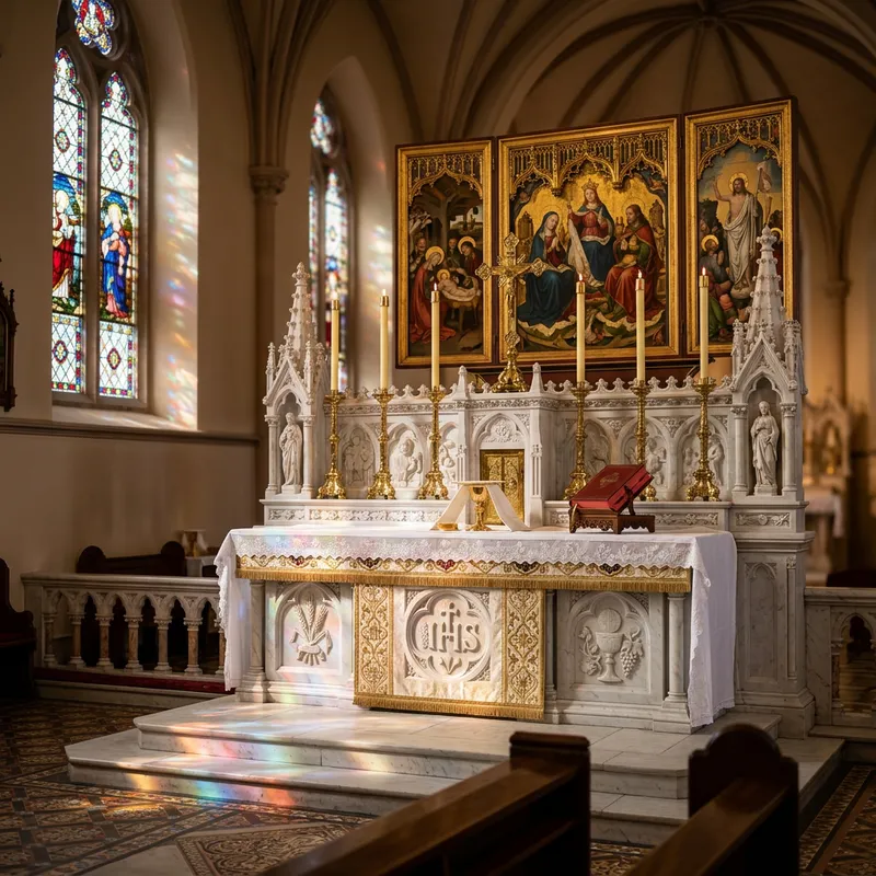 Traditional Catholic High Altar - Detailed Depiction | Sacred Atmosphere