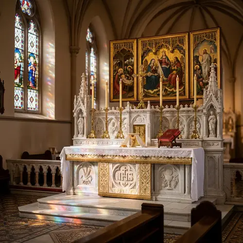 Traditional Catholic High Altar - Detailed Depiction
