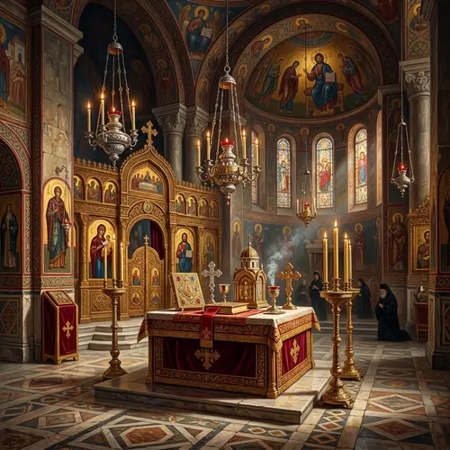 Orthodox High Altar - Detailed Illustration in Architecturally Rich Interior