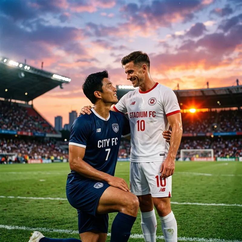 Ronaldo and Messi Embrace at Sunset Ronaldo and Messi Embrace at Sunset