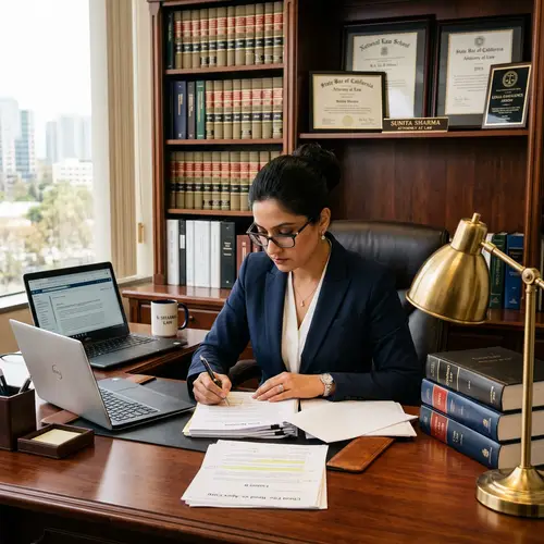 South Asian Female Lawyer in Well-Furnished Office | Legal Scene
