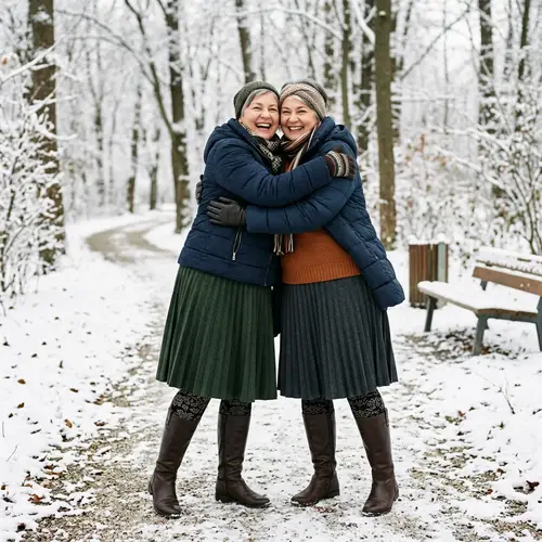 Winter Park Encounters: Stylish Plus-Size Women Embracing Cheerfully