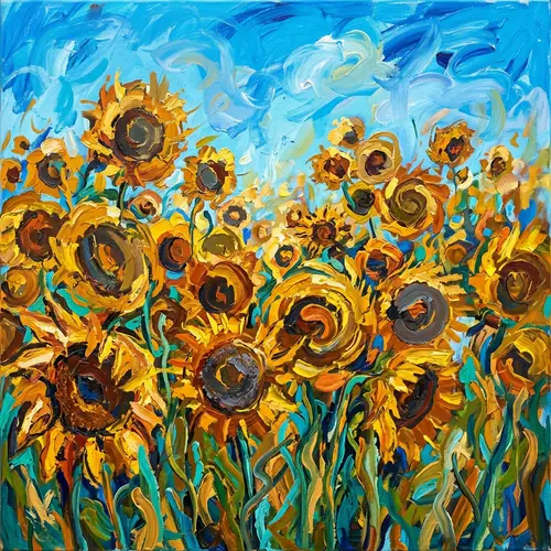 Vibrant Sunflower Field in Abstract Style
