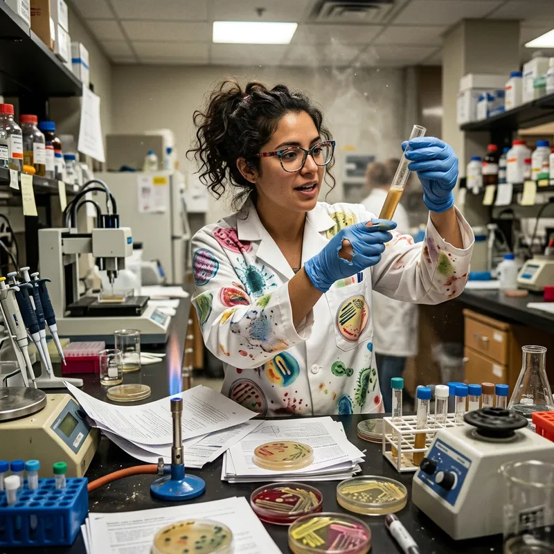 Eccentric Scientist in a Microbiology Lab Experiment