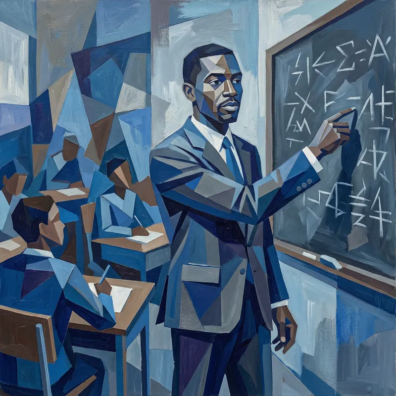 Abstract African American Teacher in Cubist Style