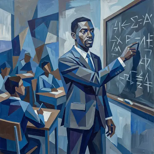 Abstract African American Teacher in Cubist Style