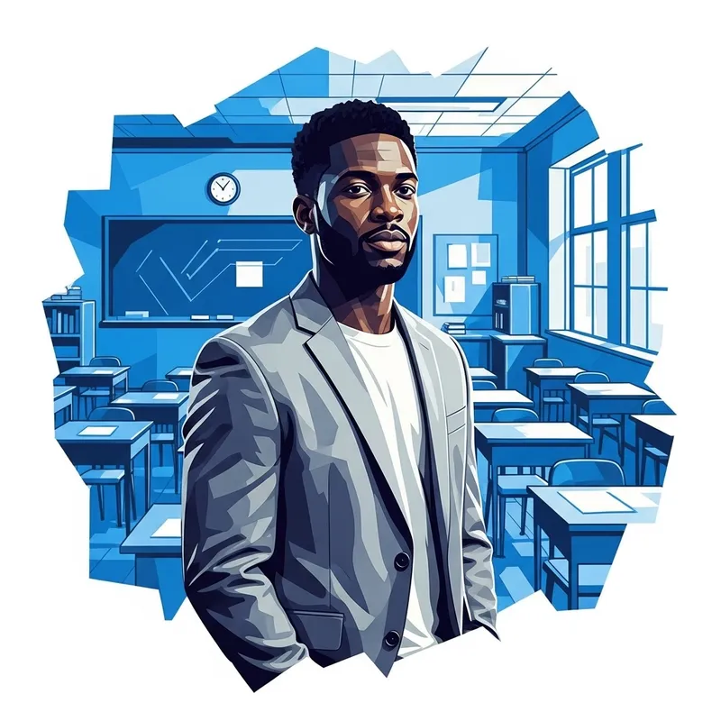 Abstract African American Teacher in Cubist Style