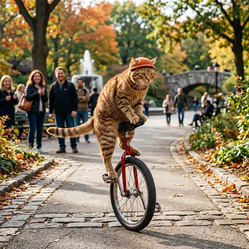 Cat on a Unicycle: Amazing Feline Balancing Act