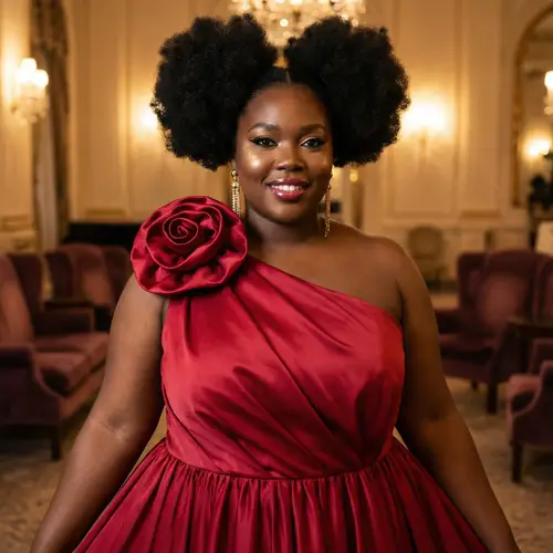 Elegant Red Ball Gown Fashion Photography