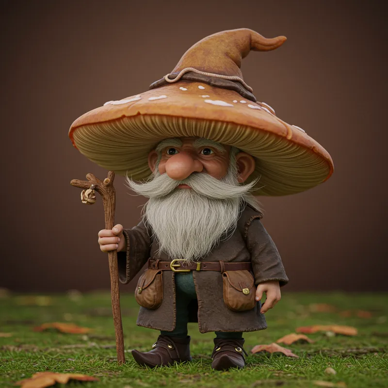Whimsical Old Wizard Gnome Illustration