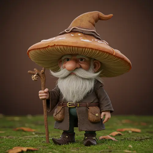 Whimsical Old Wizard Gnome Illustration