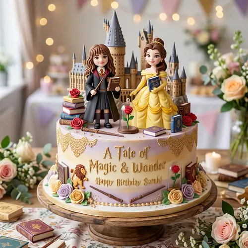 One-Layer Hermione and Belle Cake Design
