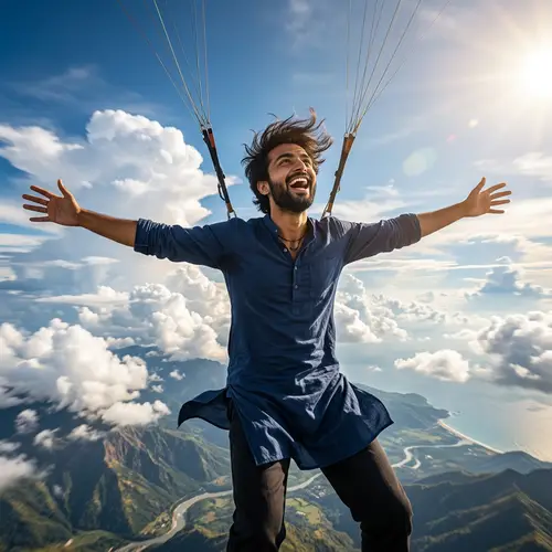 South Asian Man Flying with Sense of Freedom | Pure Bliss