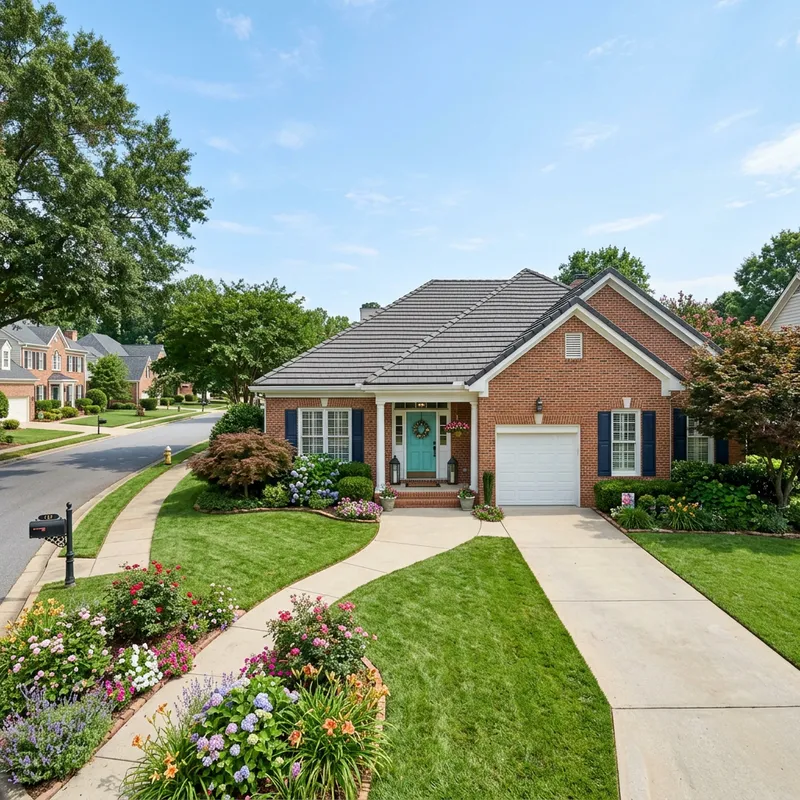 Charming Single-Story House with Brick Facade and Garden