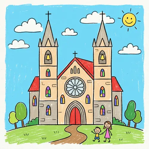 Simple Cathedral Drawing for Kids