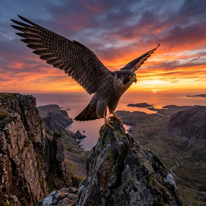 Majestic Falcon at Sunset: A Powerful Vision