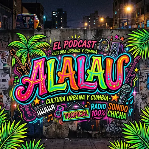 Vibrant 'Alalau' Podcast Cover Art in Chicha Style