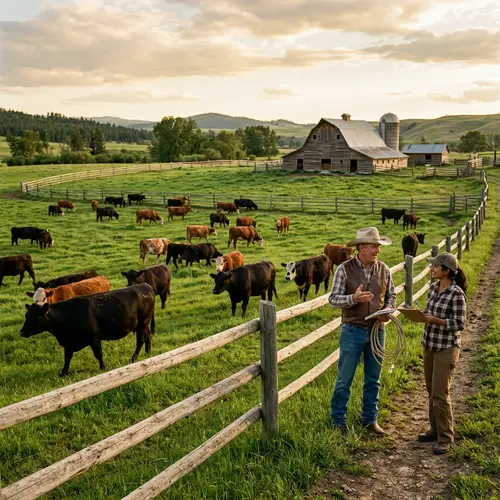 Traditional Cattle Ranch Panorama | Healthy Cattle Grazing