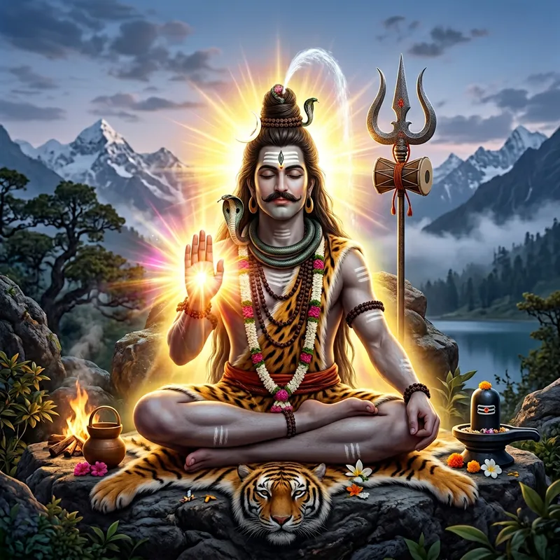 Lord Shiva Meditating with Vibrant Brilliance Lord Shiva Meditating with Vibrant Brilliance