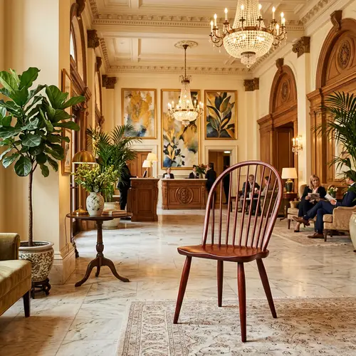 Luxurious Hotel Lobby with Elegant Wooden Chair