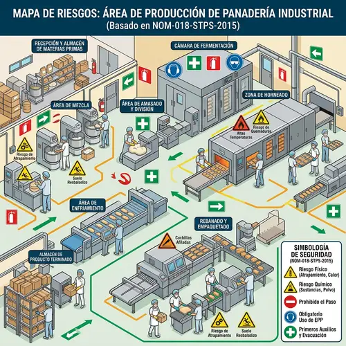 Mapa de Riesgos en la Producción de Panadería según NOM-018-STPS-2015