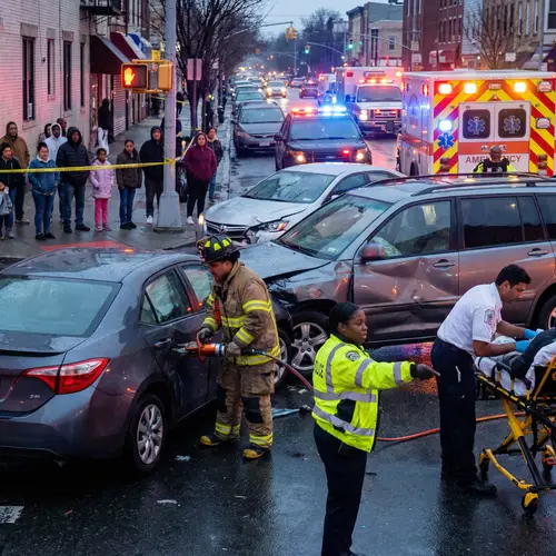 Dramatic Traffic Accident Scene - Emergency Response