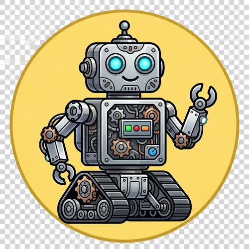 Futuristic Geometric Robot Emoji - Mechanical Silver Design