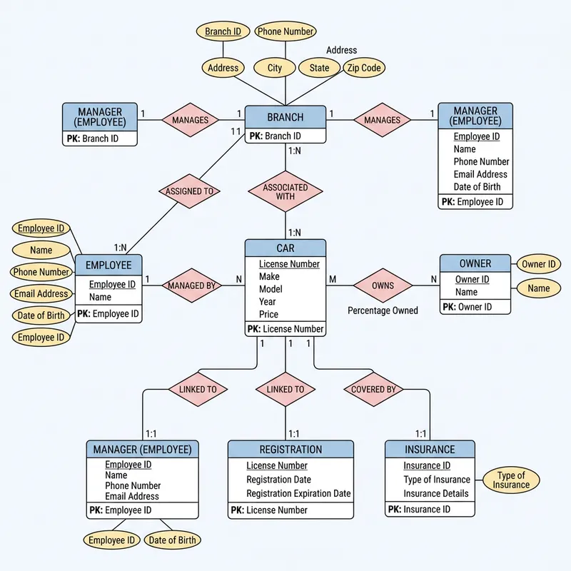 Building a Car Dealership Management Database System: ER Diagram