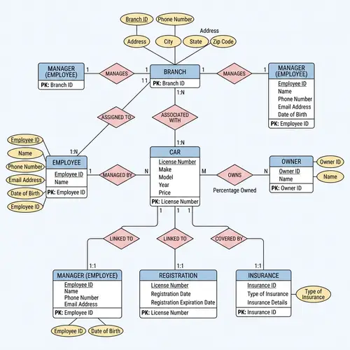 Car Dealership Management Database System ER Diagram