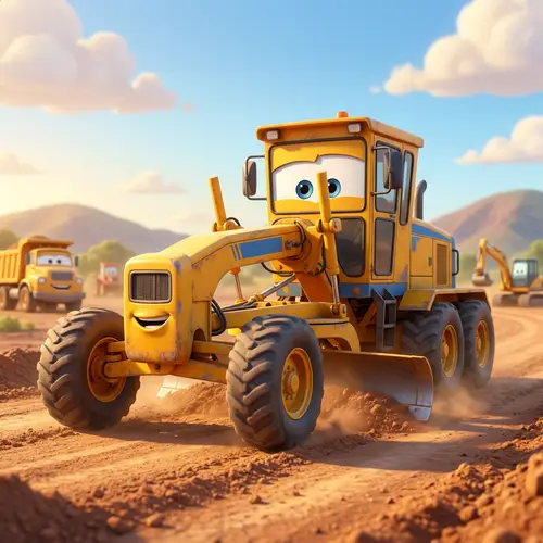 Pixar-Style Grader Machine 3D Animation