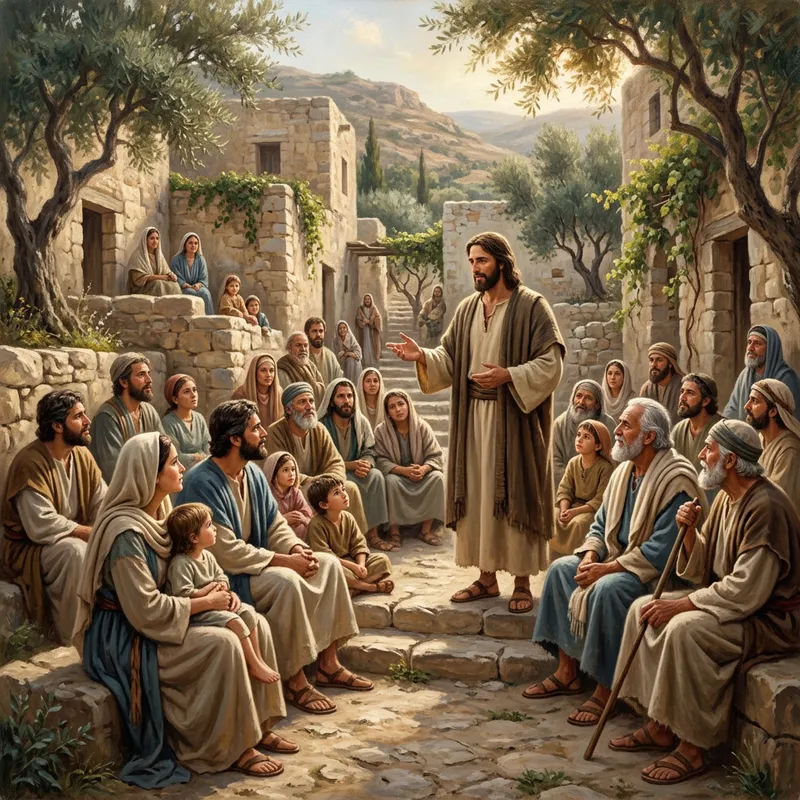 Jesus Teaching Scene in Ancient Israel - A Timeless Moment Jesus Teaching Scene in Ancient Israel - A Timeless Moment