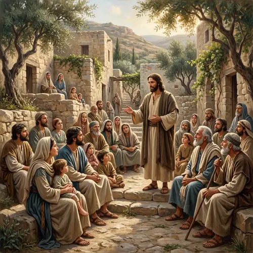 Jesus Teaching Scene in Ancient Israel - A Timeless Moment