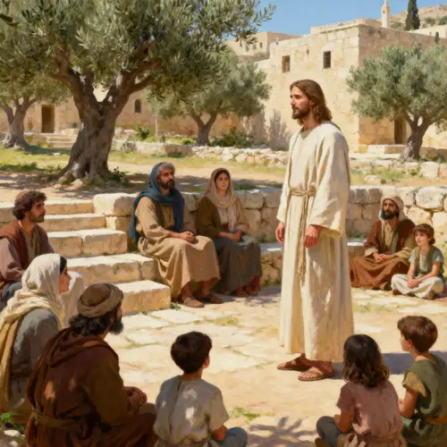 Jesus Teaching Scene in Ancient Israel - A Timeless Moment