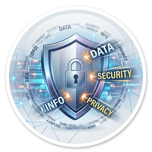 Iconic Cyber Safety Sticker with Shield Symbol