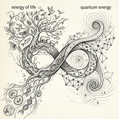 Interconnection of Life and Quantum Energy Sketch