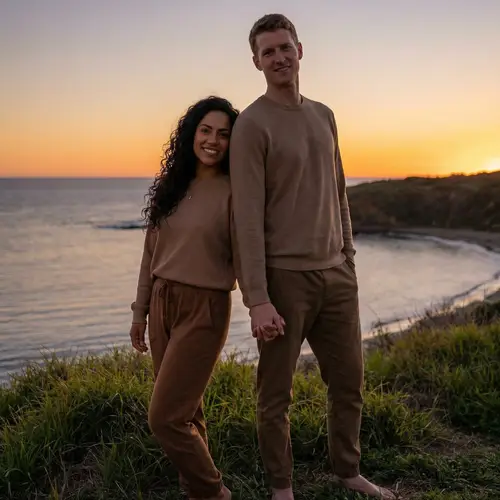 Harmonious Love: Tranquil Sunset Moment of Affection