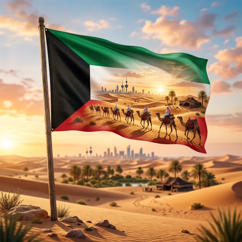 Flag of Kuwait with Apple