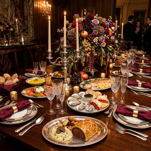 Luxurious Banquet with Ornate Table Setting